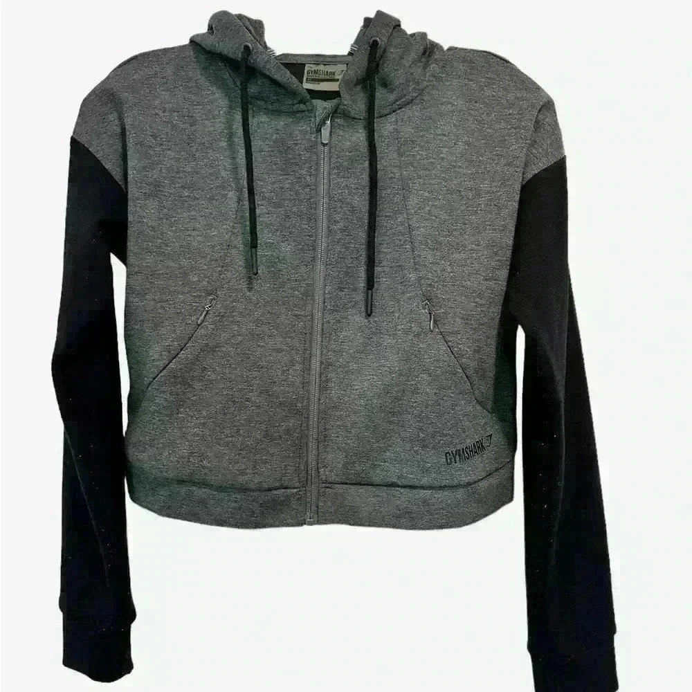 GYMSHARK TWO TONE CROPPED ZIP UP HOODIE SIZE XS